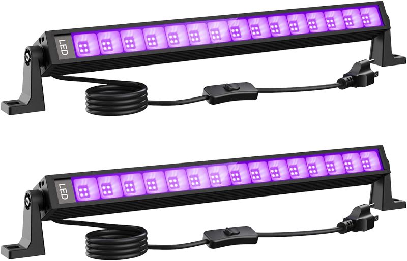 Photo 1 of 2PCS 42W LED Black Light Bar, Blacklight Bars Black Lights with Plug 5ft Cord 60 LED Beads and Switch for Glow Party Halloween Party Bedroom Decorations Stage Lighting New Upgraded