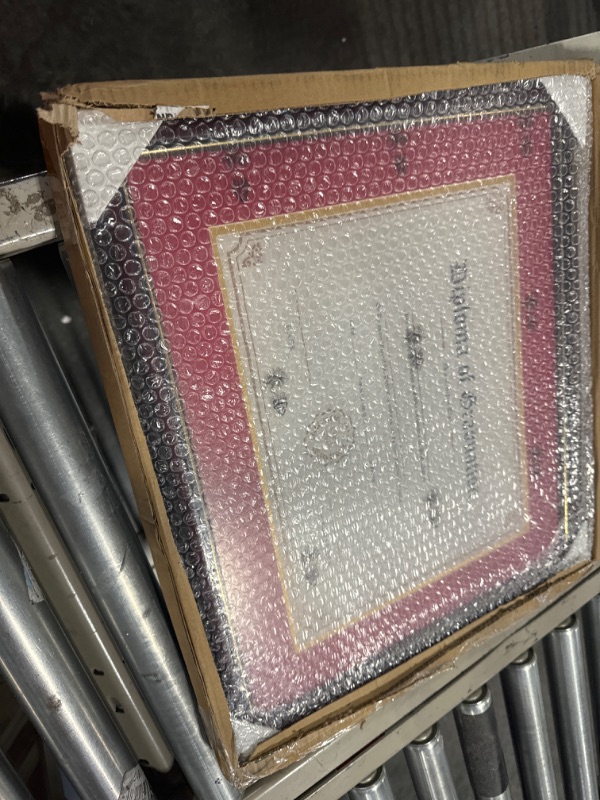 Photo 3 of GraduationMall 11x14 Diploma Frame with Red over Gold Mat or Display 15x18 Certificate without Mat,Solid Wood & UV Protection Acrylic,Cherry Finish with Gold Trim Cherry With Gold Trim / Red Gold Mat 11x14 with Mat ***USED***MINOR SCRATCHES*** 