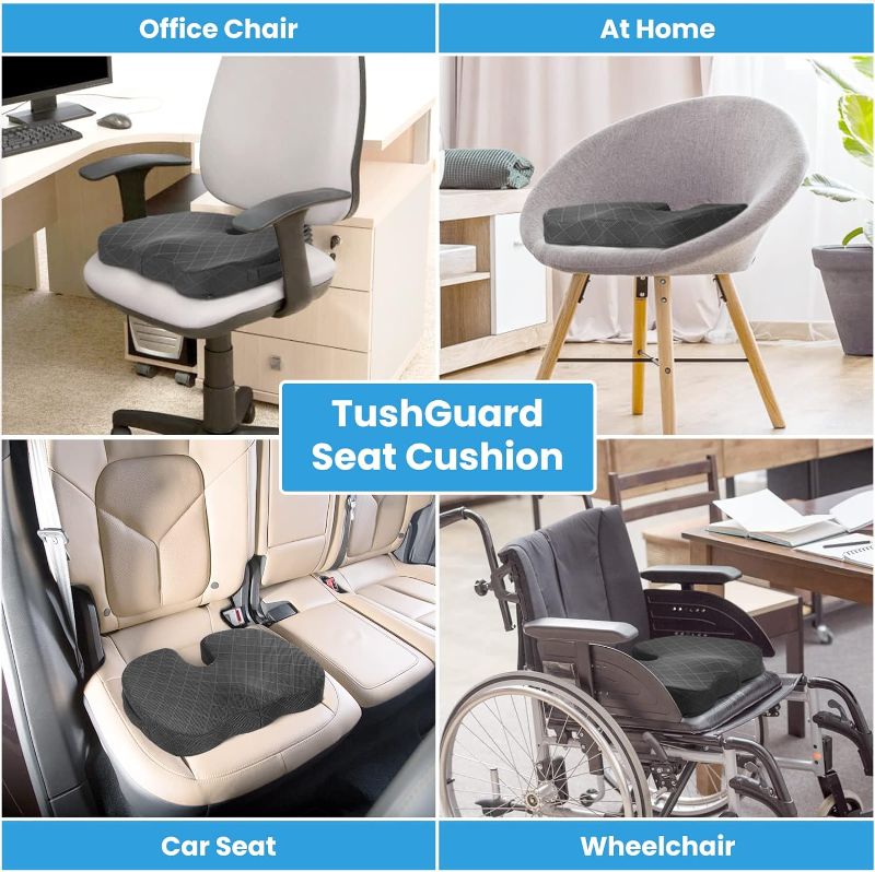 Photo 3 of Seat Cushion - Memory Foam Cushion for Office Chair, Car Seat, Airplane, Bleacher - Sciatica & Hip & Coccyx Pain Relief Desk Chair Cushion for Long Sitting Office Workers, Car Drivers