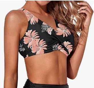 Photo 1 of Aqua Eve Women High Waisted Bikini Twist Front Swimsuits Lace up Bikini Tops Ruched Push up 2 Piece Bathing Suits