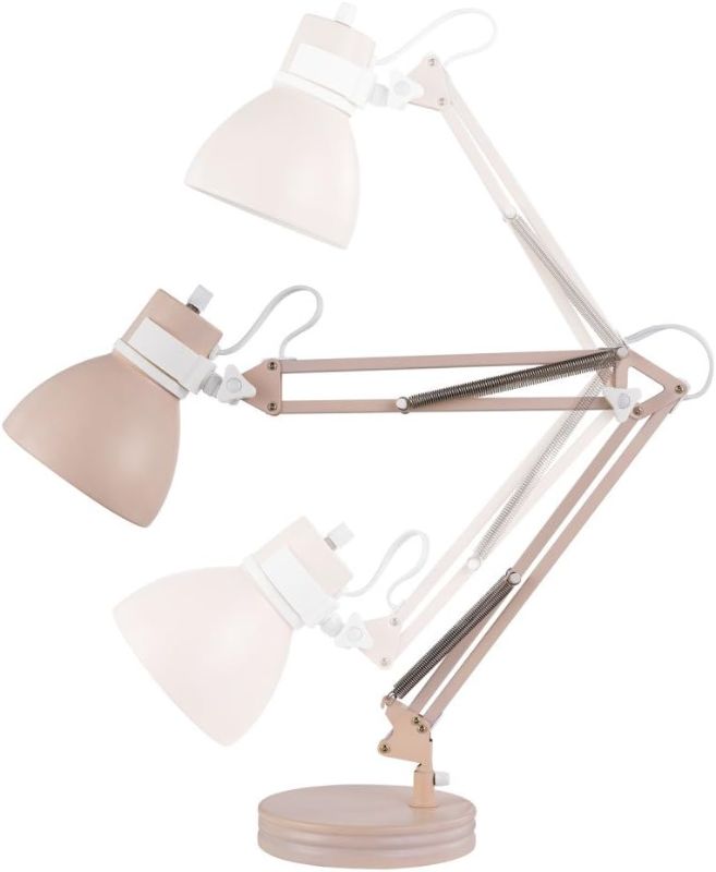 Photo 1 of Globe Electric 52028 28" Swing Arm Desk Lamp, Matte Rose, Matte White Accents, On/Off Rotary Switch, Partially Adjustable Swing Arm, Home Office Accessories, Lamp for Bedroom, Home Improvement