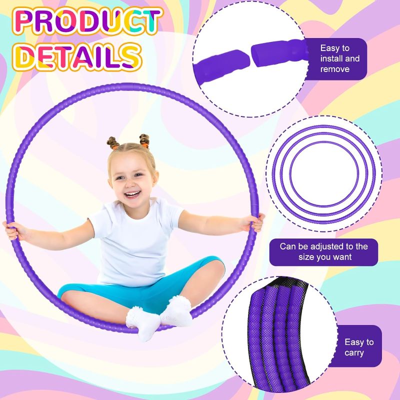 Photo 1 of 72 Pcs Exercise Hoop Adjustable Detachable Plastic Toy Hoop Colored Hoop Circles Playground Toys for Gymnastics Games Dog Agility Equipment Party Decor, 28 Inch