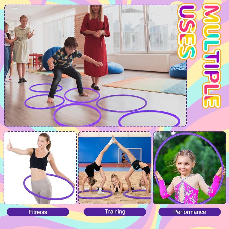 Photo 1 of 72 Pcs Exercise Hoop Adjustable Detachable Plastic Toy Hoop Colored Hoop Circles Playground Toys for Gymnastics Games Dog Agility Equipment Party Decor, 28 Inch