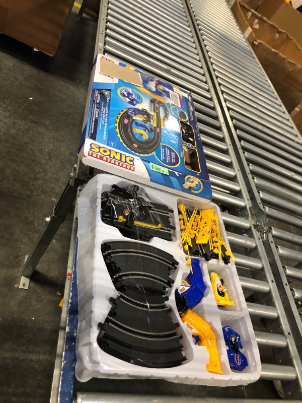 Photo 2 of **USED & MISSING PIECES** NKOK: Sonic & Tails RC Slot Car Set Race Set Vehicle, Included 2 Vehicles, 2 Controllers and 16 Track Pieces, Features a Lap Counter, For Ages 3 and up