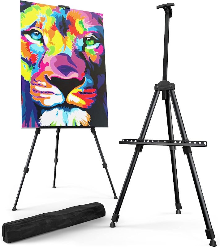 Photo 1 of  Portable Artist Easel Stand for Painting - Adjustable Height Painting Easel with Bag - Tabletop Art Easel for Painting Canvas Stand, Poster Stand & Wedding Signs Stand - Metal Tripod
