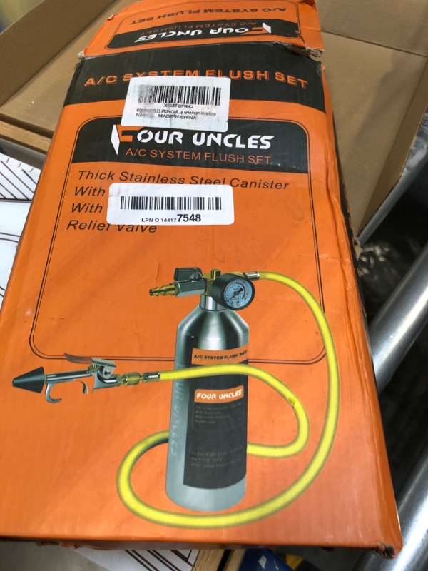 Photo 2 of FOUR UNCLES IRONCUBE AC Flush Kit,A/C Air Conditioner System Flush Canister Kit Clean Tool Set R134a R12 R22 R410a R404a for Auto Car with 3.5 ft Hose American Interface