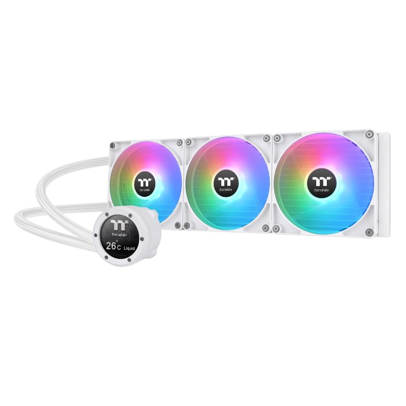 Photo 1 of Thermaltake TH420 V2 Ultra ARGB Sync/AlO Liquid Cooler/ARGB Fan 140 * 3/PWM 500~1800rpm/Water Block 2.1" LCD/White, CL-W407-PL14SW-A