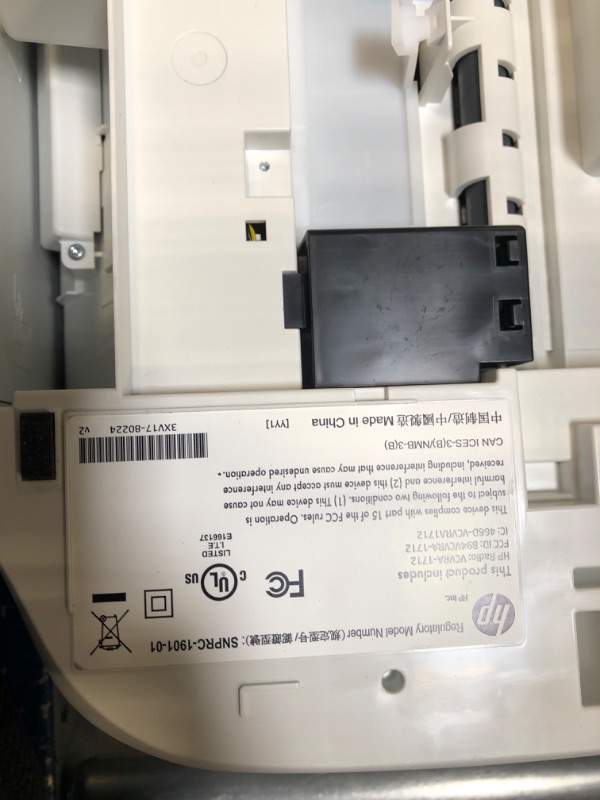 Photo 1 of **missing power cord, so untestable** HP DeskJet 2755e Wireless Color inkjet-printer, Print, scan, copy, Easy setup, Mobile printing, Best-for home, Instant Ink with HP+,white
