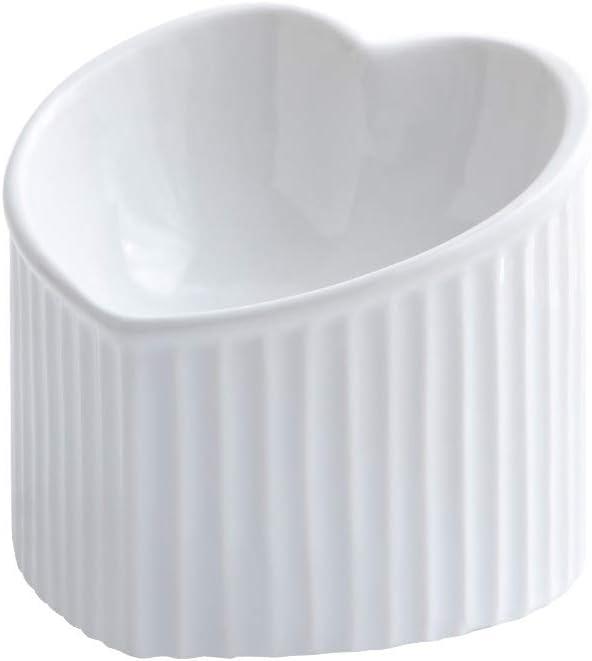 Photo 1 of 2 sets of White Ceramic Raised Cat Bowls, Tilted Elevated Food or Water Bowls, Stress Free, Backflow Prevention, Dishwasher and Microwave Safe, Lead & Cadmium Free