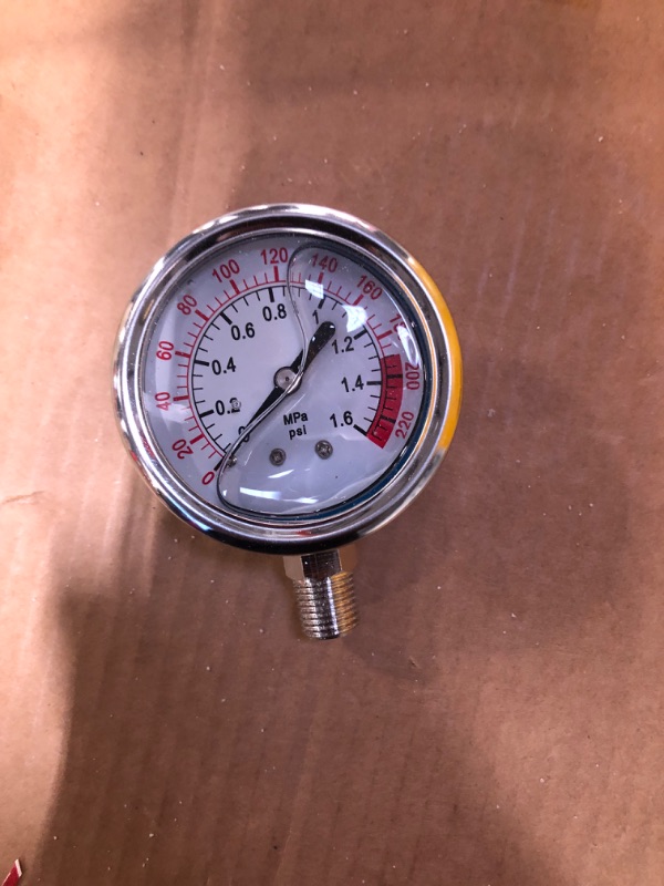 Photo 3 of **Gold screw not attached**    YZM Stainless Steel 304 Liquid Filled Water Pressure Test Gauge,0-220psi, 2-1/2" Dial Display,Oil Filled Pressure Gauge,Water Pressure Gauge.Female 3/4" GHT Garden Hose Thread.