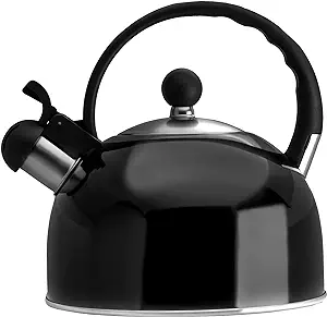 Photo 1 of 2.5L Food Grade Stainless Steel Whistling Tea Kettle,Modern Stovetop top Tea Kettle, Hot Water Fast to Boil,Anti-Hot Ergonomic Handle, Gas Electric Applicable (BLACK)