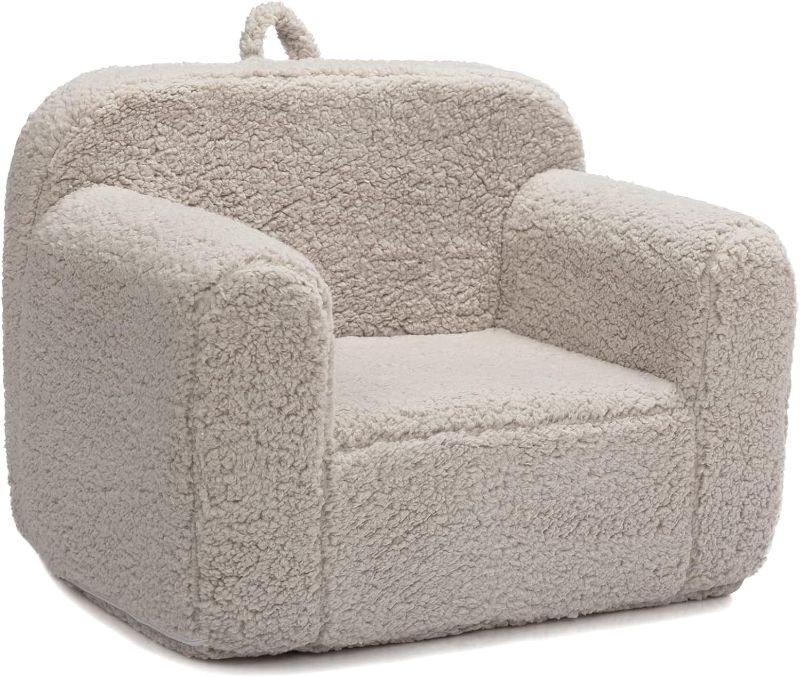 Photo 1 of ALIMORDEN Kids Ultra-Soft Snuggle Foam Filled Chair, Toddler Cuddly Sherpa Reading Couch for Boys and Girls, Light Grey