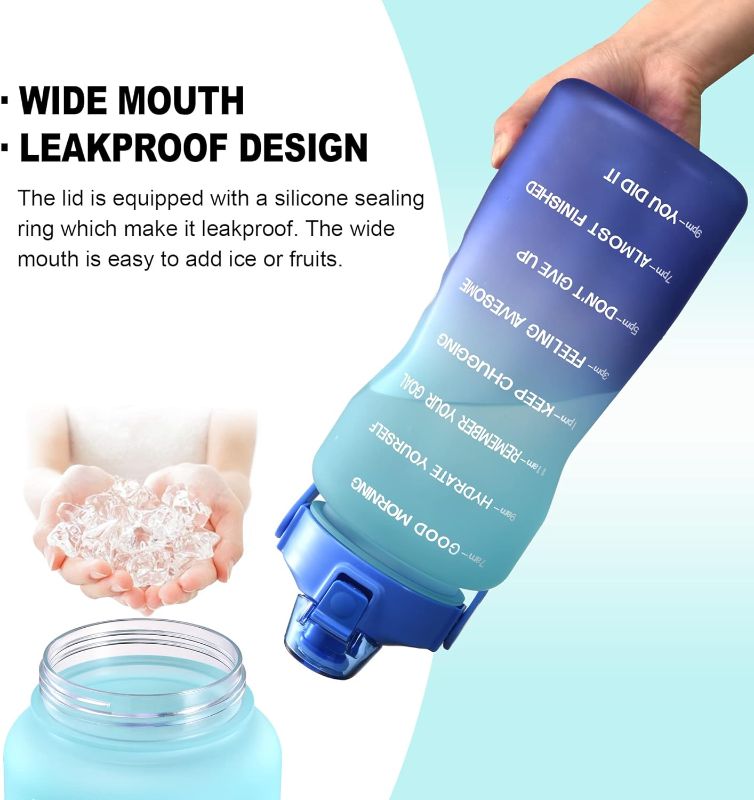 Photo 1 of  64oz Leakproof Free Drinking Water Bottle with Motivational Time Marker BPA Free for Fitness, Gym and Outdoor Sports