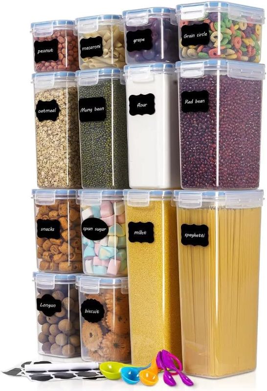 Photo 1 of  Airtight Food Storage Containers, 14 Pieces Plastic Food Storage Containers with Lids BPA Free Cereal Containers Storage for Kitchen and Pantry Organization 