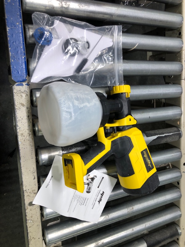 Photo 3 of (Battery Not Included) Mellif Brushless HVLP Paint Sprayer for Dewalt 20V Max Battery, 1200ML Cordless Paint Sprayer Handheld Paint Spray Gun for Furniture, Fence, Walls, Door, Garden Chairs ***Missing hardware***