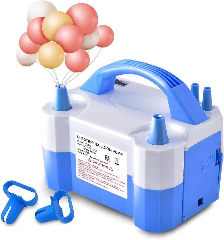 Photo 1 of Electric Air Balloon Pump, Portable Dual Nozzle Electric Balloon Inflator/Blower for Party Decoration,Used to Quickly Fill Balloons - 110V 600W [Blue]

