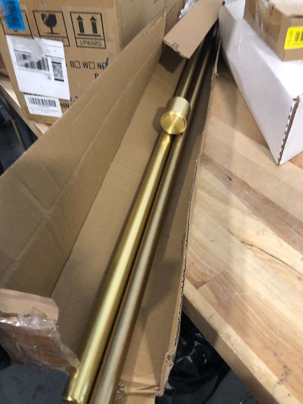 Photo 1 of 2 Pack Gold Curtain Rods for Windows 48 to 84 Inch(4-7ft),1 Inch Diameter Heavy Duty Curtain Rods,Cylindrical End Cap Curtain Rod,Modern Adjustable Drapery Rods,Window Curtains Rod 48-84",Gold 48-84"&2 pack Gold