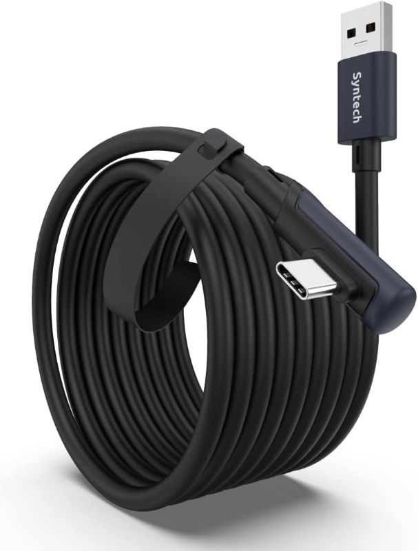 Photo 1 of  Link Cable 16 FT Compatible with Meta/Oculus Quest 3, Quest2/Pro/Pico4 Accessories and PC/SteamVR, High Speed PC Data Transfer, USB 3.0 to USB C Cable for VR Headset and Gaming PC, Black