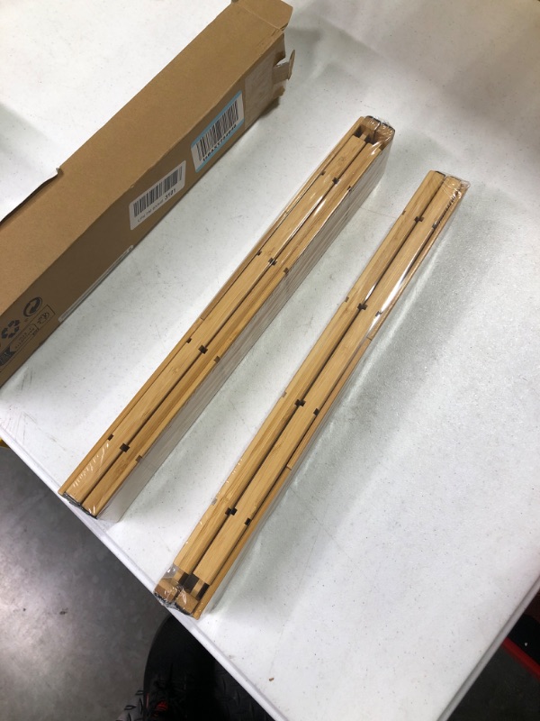 Photo 1 of Utoplike Kitchen Drawer Divider with Inserts, Bamboo Drawers Organizer Adjustable, 4 pcs Large Expandable Wood Socks Drawer Organization for Dresser, Office, Spring Loaded