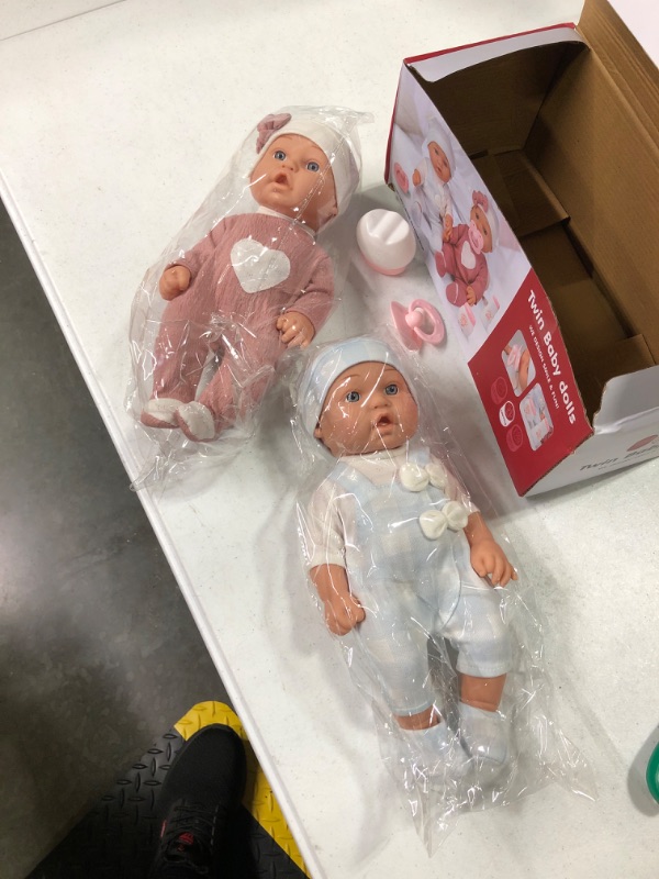 Photo 2 of eDollable Reborn Twins Baby Doll Realistic Vinyl Boy and Girl Dolls, 12 inch Twins Doll Gift Set for Toddlers and Kids