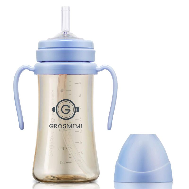 Photo 1 of GROSMIMI Spill Proof no Spill Magic Sippy Cup with Straw with Handle for Baby and Toddlers, Customizable, PPSU, BPA Free 10 oz (Sky blue)