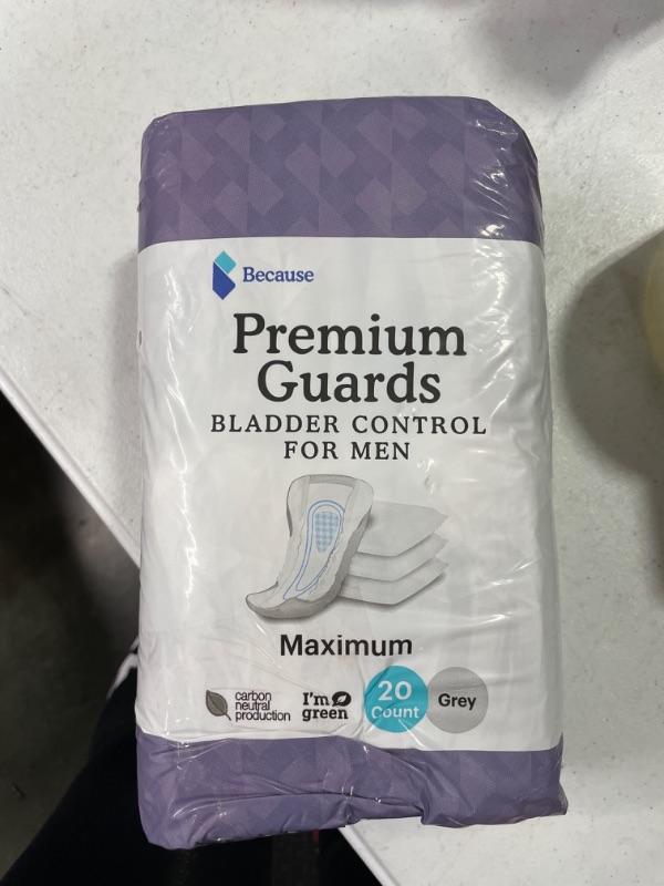 Photo 1 of Because Premium Guards for Men - 20 Count Pack of Discreet, Individually Wrapped Bladder Protection Protectors 20 Count (Pack of 1)