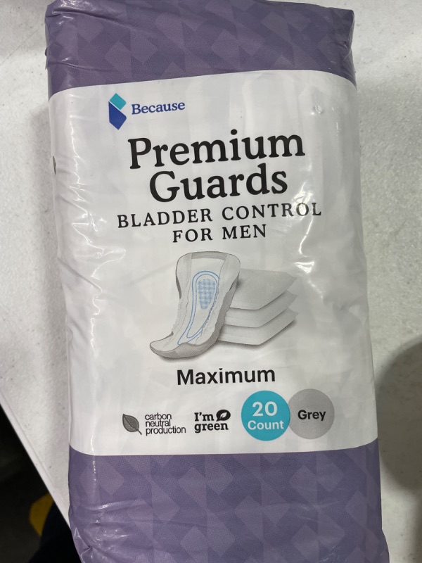 Photo 1 of Because Premium Guards for Men - 20 Count Pack of Discreet, Individually Wrapped Bladder Protection Protectors 20 Count (Pack of 1)