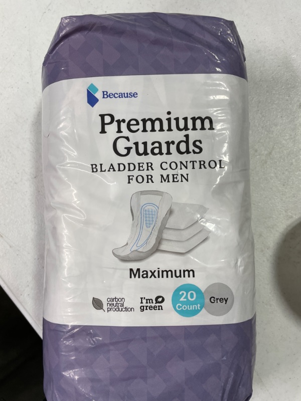 Photo 1 of Because Premium Guards for Men - 20 Count Pack of Discreet, Individually Wrapped Bladder Protection Protectors 20 Count (Pack of 1)