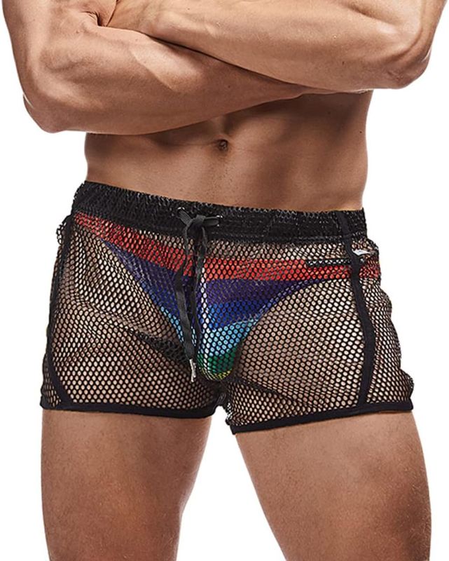 Photo 1 of FIROTTII Mens Mesh Shorts Sexy Boxers See Through Boxers for Men Small Black ***size tag ripped off by previous user***