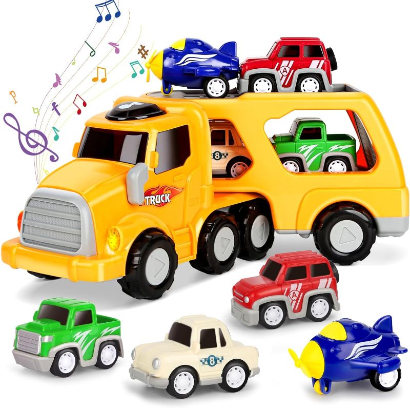 Photo 1 of Dreamon 5-in-1 Transport Vehicles Toys for Toddler with Light & Sound, Ideal Construction Car Toy Christmas Birthday Gifts for Kids