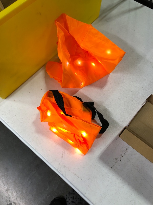 Photo 2 of 2 Pieces LED Light Halloween Candy Bags Light Up Halloween Party Bags Trick or Treat Bags Light Up Candy Bags Multipurpose Reusable Goody Bucket for Halloween Supplies Favors (Orange)