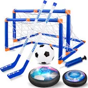 Photo 1 of 3-in-1 Hover Hockey Soccer Ball Kids Toys Set, Led Lights Floating Air Football, Indoor Outdoor Sport Toys for Kids, Christmas Birthday Gifts for Boys Girls Aged 3 4 5 6 7 8-12