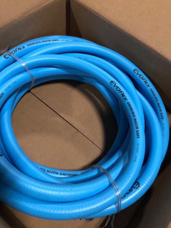 Photo 3 of Camco EvoFlex 25-Foot Drinking Water Hose | Features an Extra Flexible Construction, Stainless Steel Strain Reliefs on Each Hose End, and is Ideal for RV and Marine Use (22591) Blue - SIOC