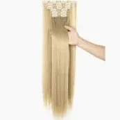 Photo 1 of  Clip in Hair Extensions 6Pcs 16 Clips Curly Wavy Straight Thick Clip on Synthetic Hair Extension Hairpieces