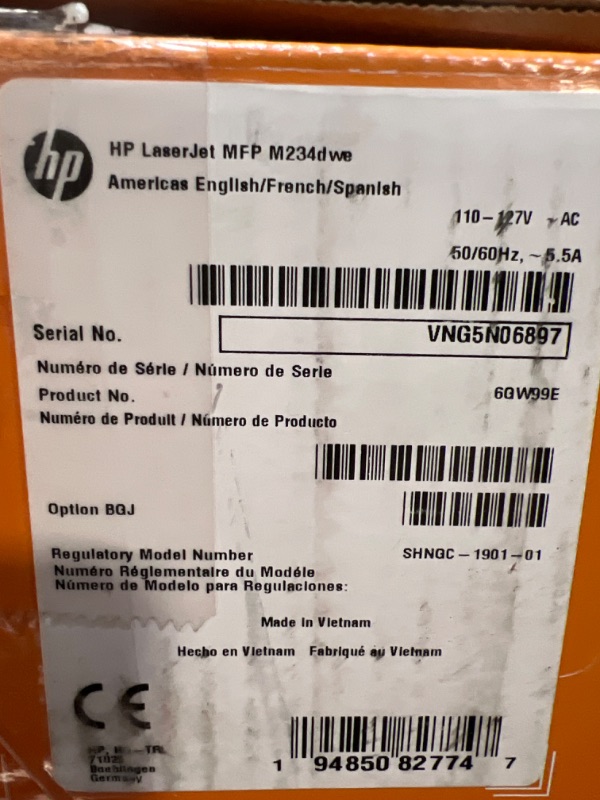 Photo 3 of HP LaserJet MFP M234dwe All-in-One Wireless Black & White Printer with HP+ and 6 Months Free-cartridges (6GW99E)