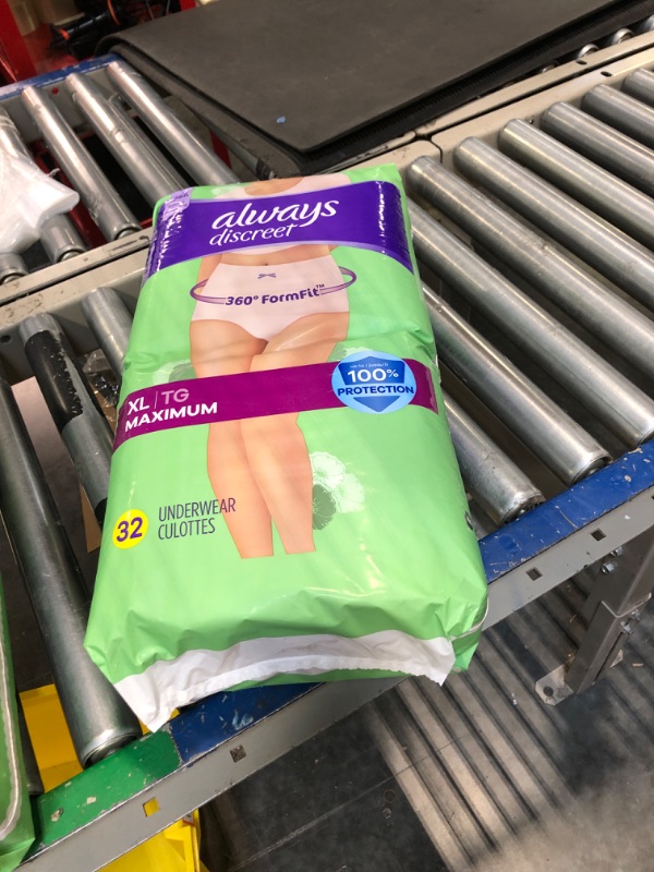Photo 1 of Always Discreet Adult Incontinence & Postpartum Underwear For Women, Classic Cut, Size Extra-Large, Maximum Absorbency, Disposable, 32 Count (Packaging May Vary)
