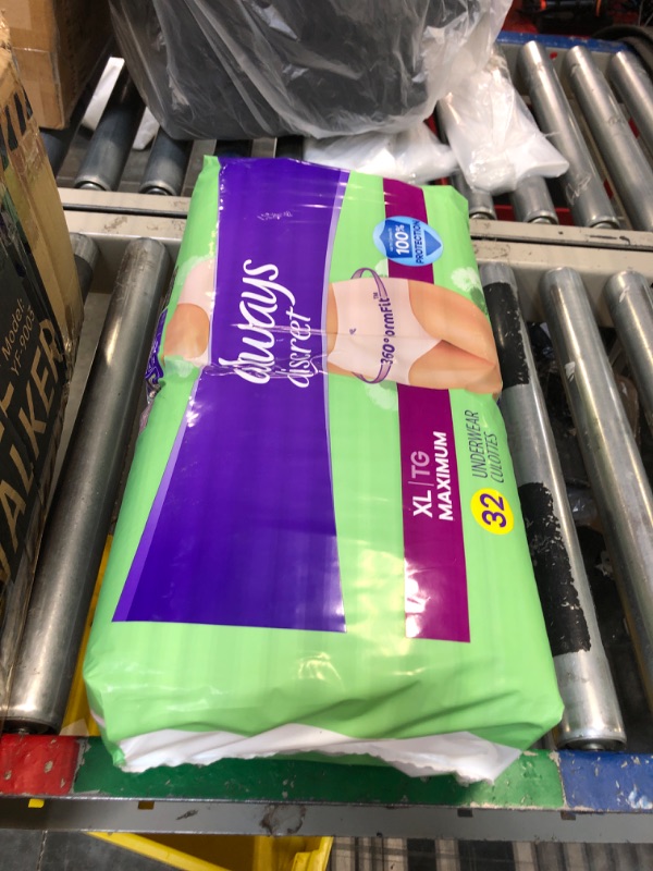 Photo 1 of Always Discreet Adult Incontinence & Postpartum Underwear For Women, Classic Cut, Size Extra-Large, Maximum Absorbency, Disposable, 32 Count (Packaging May Vary)
