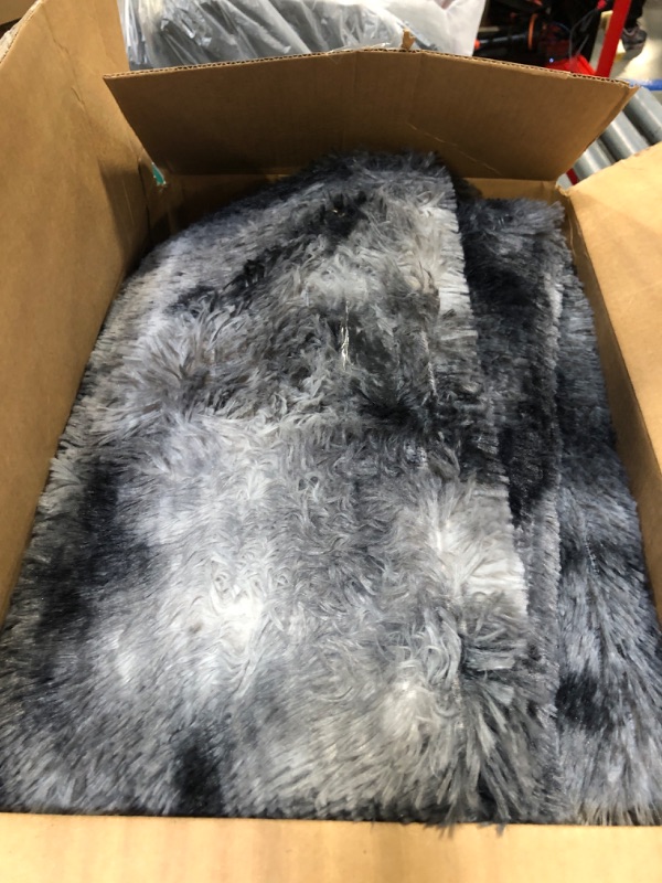 Photo 2 of ***NOT EXACT***
 Tie Dye Black and Grey Area Rugs for Bedroom Living Room, Fluffy Shag Fuzzy Carpet, Plush Shaggy Rug, ndoor Carpet for Kids Boys Dorm Home Decor Aesthetic, Nursery Tie-dyed Black & Grey