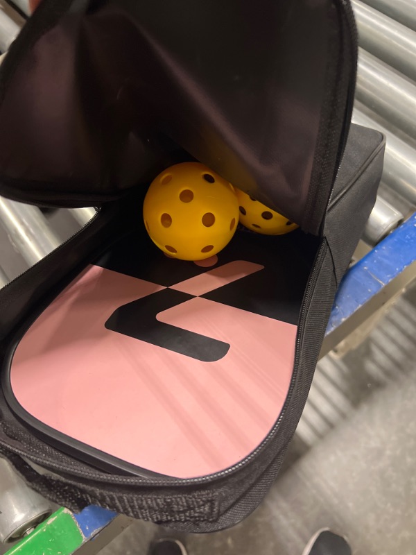 Photo 1 of ***ONLY 1 PADDLE*** 
ZTTENLLY Pickle Paddles Set of 2 or 4 with Indoor Balls & Carry Bag | Precise Control, Ultra-Comfy Grip & Oversized Sweet Spots | Pickle Rackets Gifts for Adults and Beginners… Black & Pink 2
---- ONLY 1 PADDLE --- 