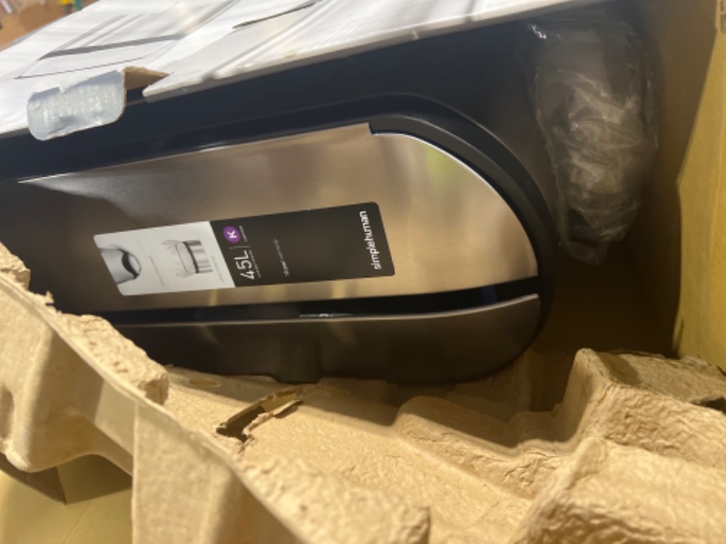 Photo 1 of simplehuman 45 Liter / 11.9 Gallon Butterfly Lid Kitchen Step Trash Can, Brushed Stainless Steel 45 Liter Butterfly Step