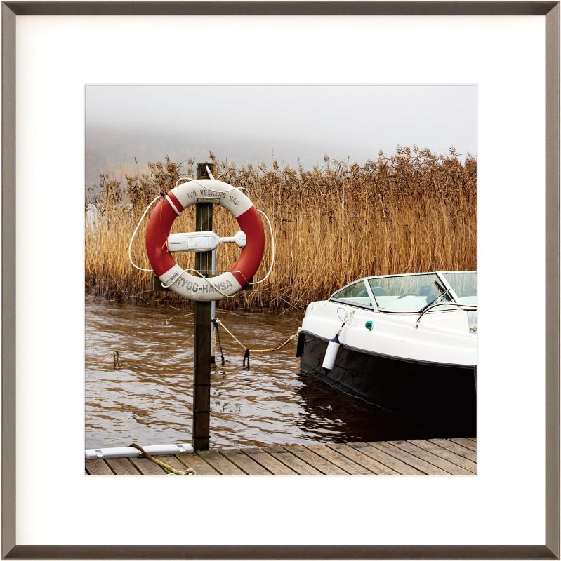 Photo 1 of 16x16 Aluminum Picture Frames, Square 16x16 Frame Matted to 12x12, Metal Poster Frames 16 by 16, Real Glass, 16 x 16 Inch Picture Frame Art Frame for Wall

