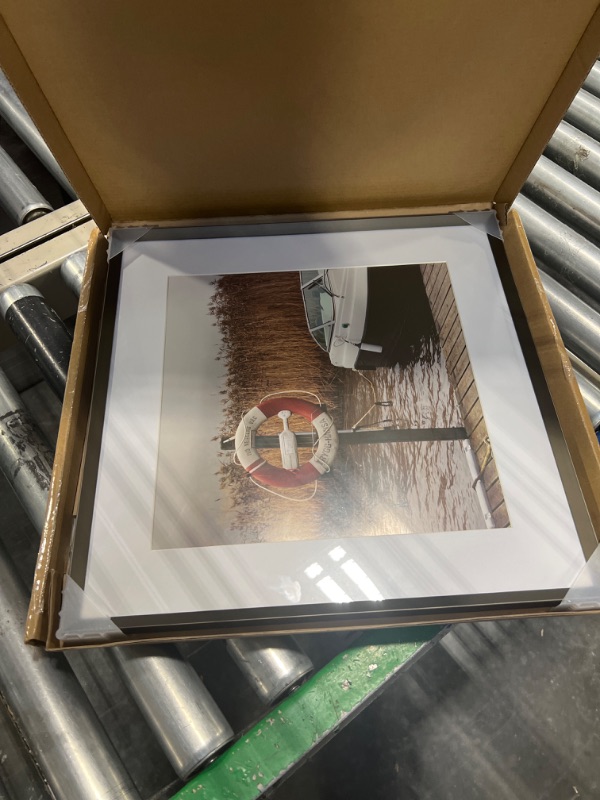 Photo 1 of 16x16 Aluminum Picture Frames, Square 16x16 Frame Matted to 12x12, Metal Poster Frames 16 by 16, Real Glass, 16 x 16 Inch Picture Frame Art Frame for Wall
