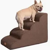 Photo 1 of  4-Step Dog Steps for Small Dogs and Cats, Pet Stairs for High Bed Climbing, Non-Slip Balanced Pet Step Indoor, Brown