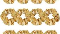 Photo 1 of 12 Pcs PU Leather Cheer Hair Scrunchies Gold Scrunchy School Performance Ponytail Holder Hair Accessories for Cheerleading Teen Girls College Sports (Gold)
