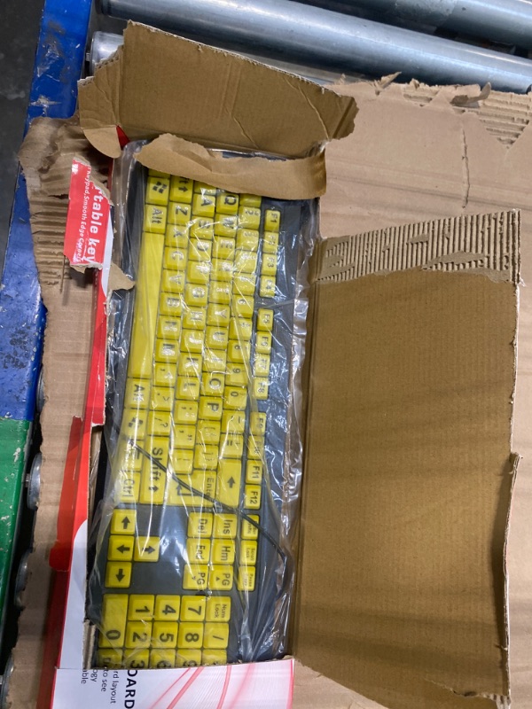 Photo 1 of BOOGIIO Large Print Computer Keyboard, Wired USB High Contrast Keyboard with Oversized Print Letters for Visually Impaired Low Vision Individuals (Yellow+Black)