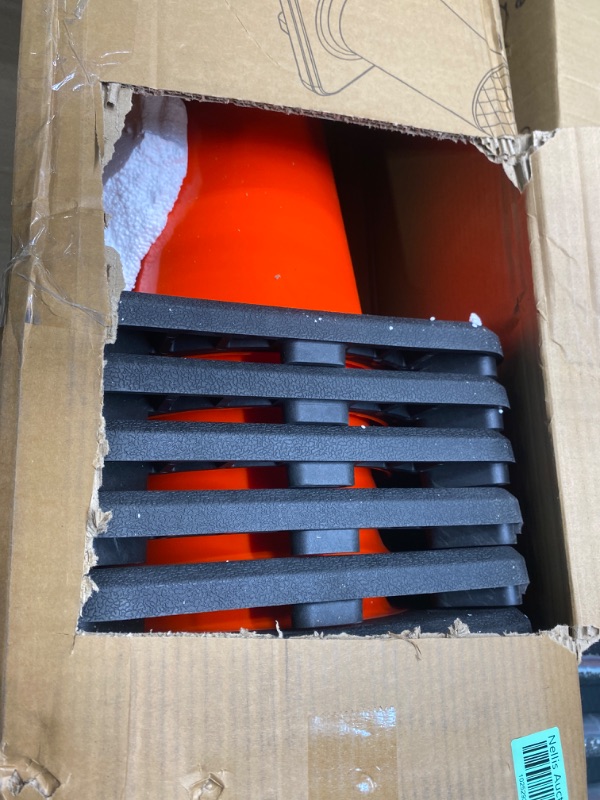 Photo 3 of (8 Cones) BESEA 28” inch Orange PVC Traffic Cones, Black Base Construction Road Parking Cone Structurally Stable Wearproof (28" Height) 01_28"(8 Cones)