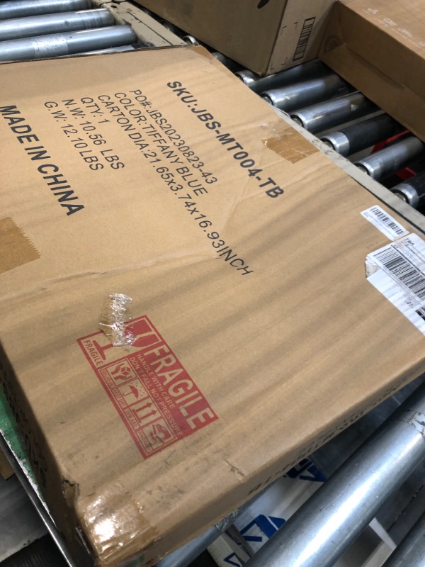 Photo 1 of Mosaic Outdoor Side Table, Patio Side Table, Weather Resistant 14" Diameter 21" H Ceramic Tile Round Outside Table for Patio, Porch, Garden, Pool, Indoor&Outdoor,Plant Stand (Cyan)