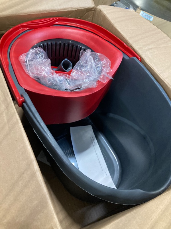 Photo 3 of **only the bucket** O-Cedar EasyWring Microfiber Spin Mop, Bucket Floor Cleaning System, Red, Gray Spin Mop & Bucket