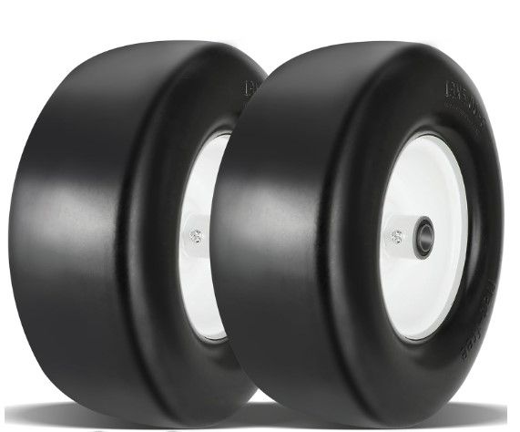 Photo 1 of (2-Pack) AR-PRO 10''x2.5'' Flat Free Solid Rubber Replacement Tires - Flat-Free Tires for Hand Trucks and Wheelbarrows with 10” Tires with 5/8" Axles