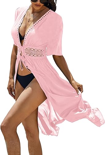 Photo 1 of  Women's Swimwear Cover Ups Sexy Open Front Beach Bikini Swimsuit Kimono Cardigan Cover Up Long Flowy Beachwear